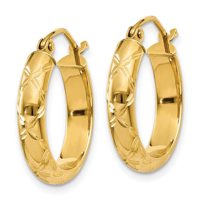14K Gelbgold Diamantiert Poliert Creole Ohrring