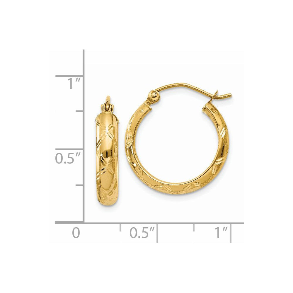 14K Gelbgold Diamantiert Poliert Creole Ohrring