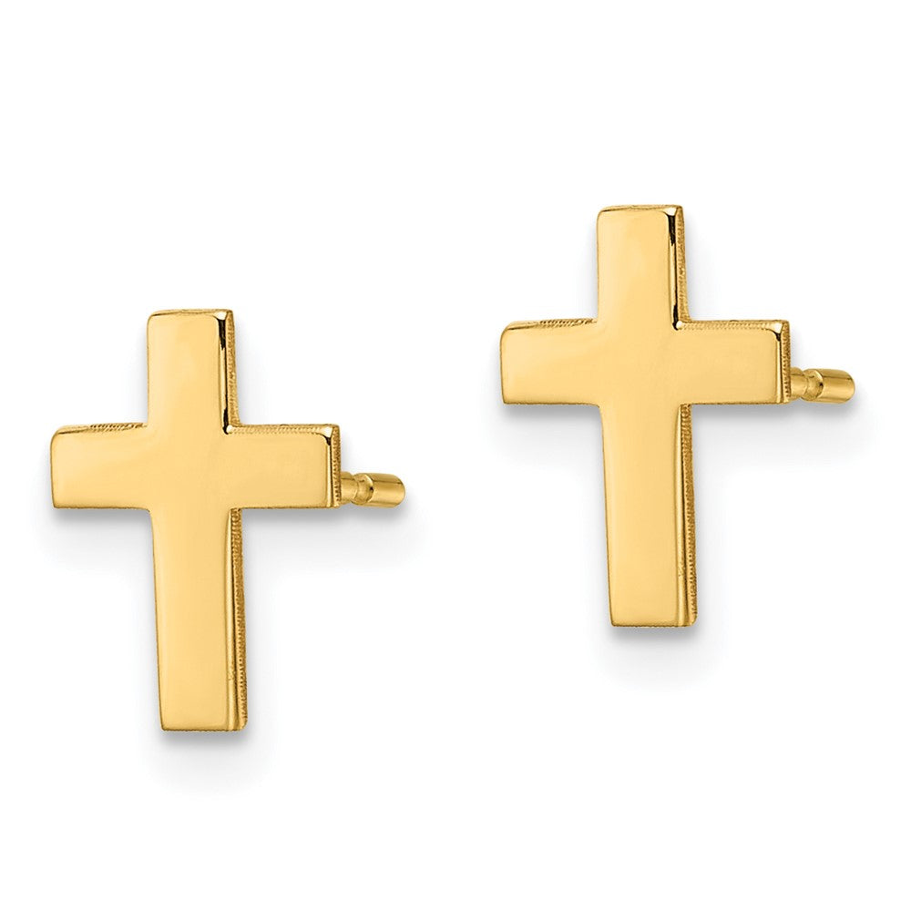 14K Gelbgold Poliert Kreuz Ohrringe