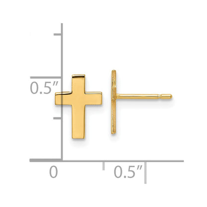 14K Gelbgold Poliert Kreuz Ohrringe