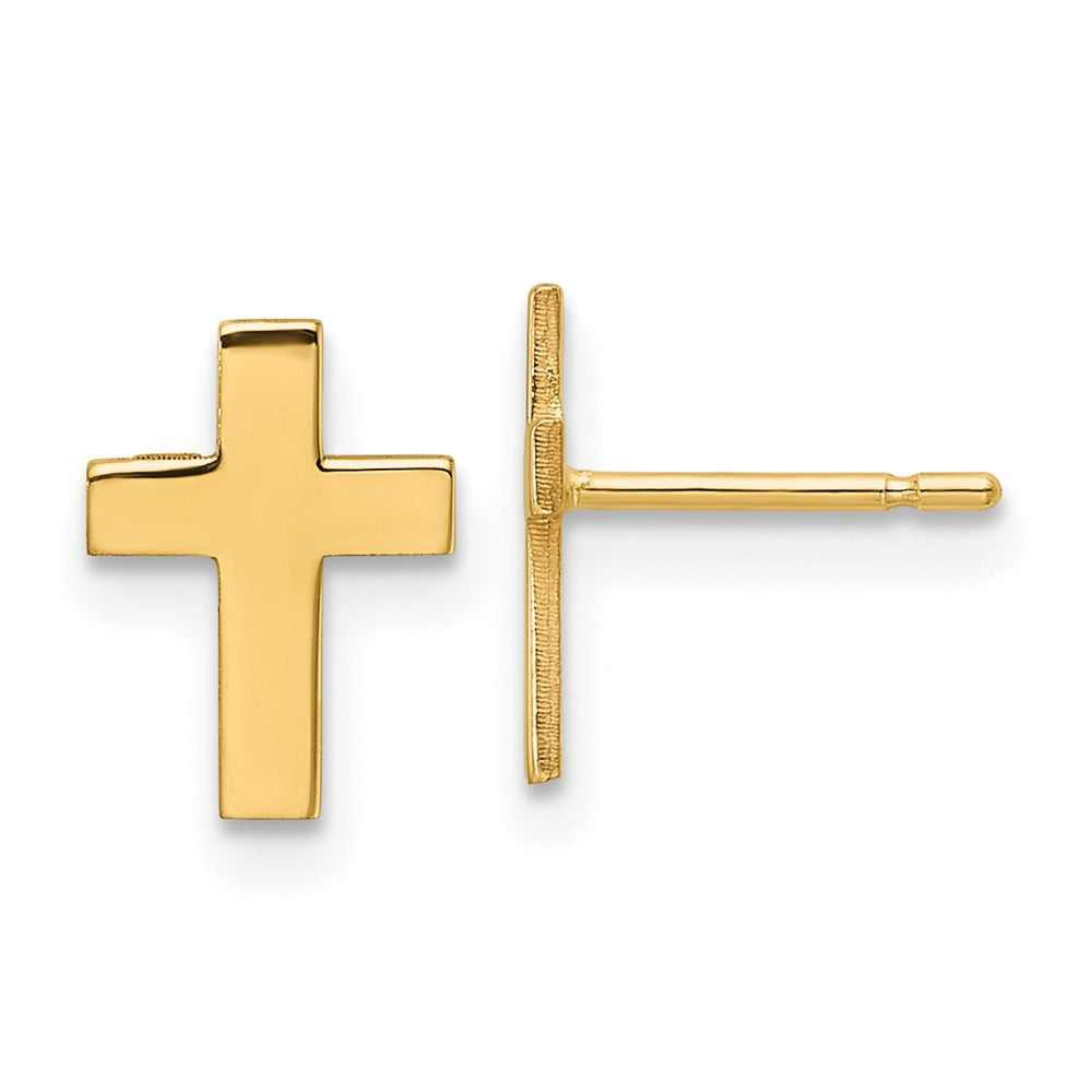 14K Gelbgold Poliert Kreuz Ohrringe