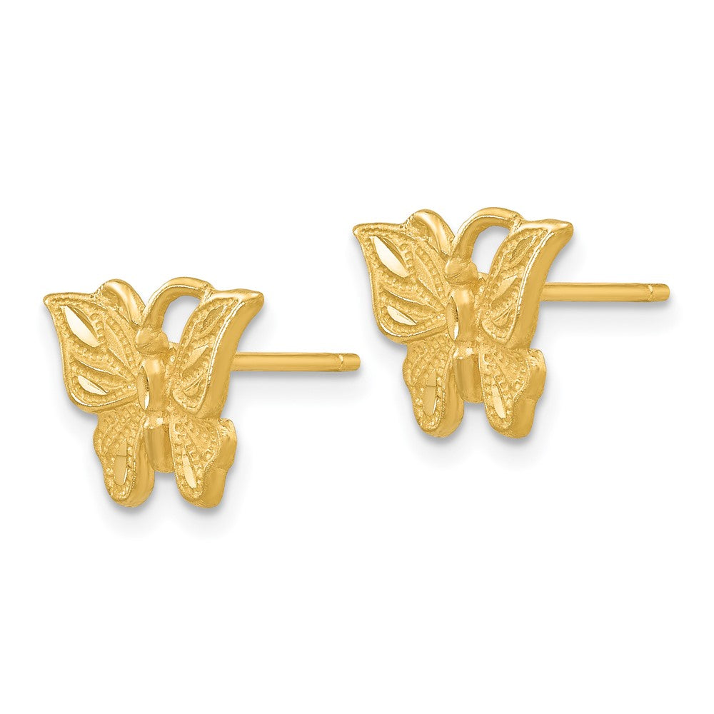 14K Gelbgold Ohrringe mit Diamantschliff-Schmetterling