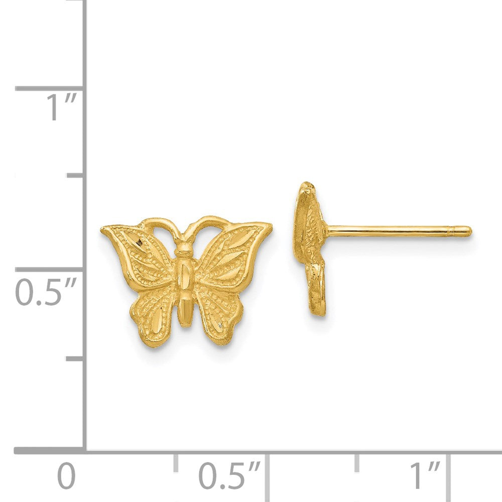 14K Gelbgold Ohrringe mit Diamantschliff-Schmetterling
