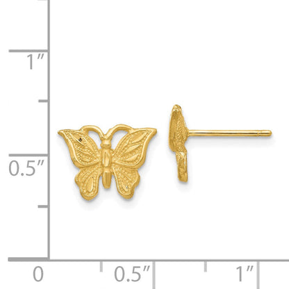 14K Gelbgold Ohrringe mit Diamantschliff-Schmetterling