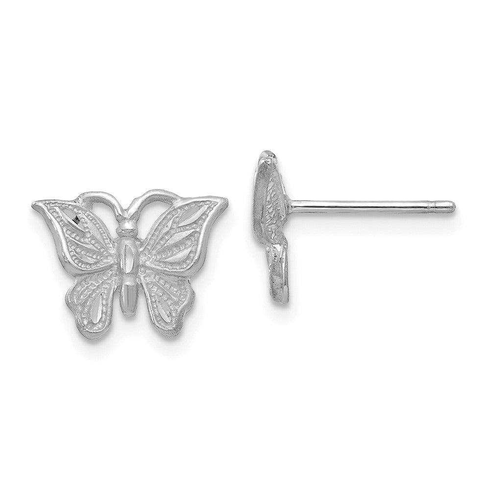 14K Gelbgold Weißgold Diamantiert Schmetterling Ohrringe