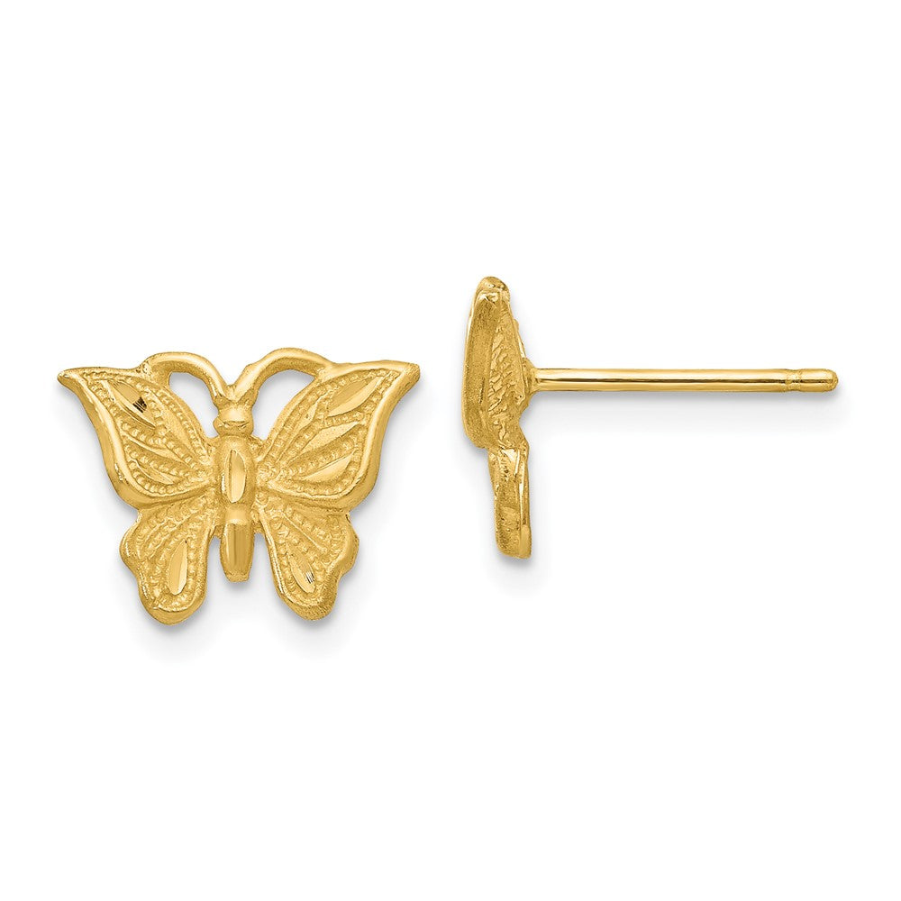 14K Gelbgold Ohrringe mit Diamantschliff-Schmetterling