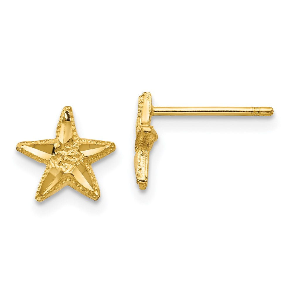 14K Gelbgold Diamantiert Seestern Ohrringe