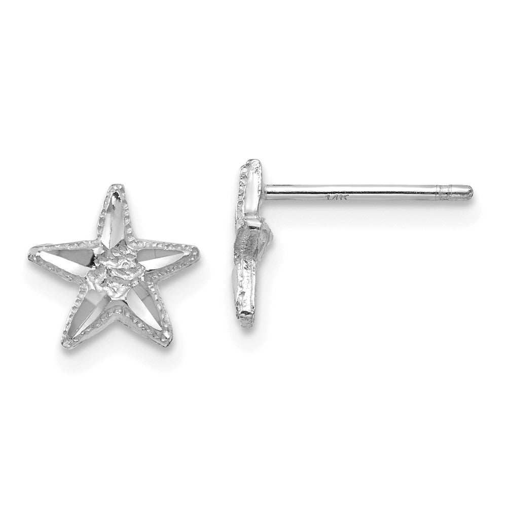 14K Weißgold Diamantiert Seestern Ohrringe