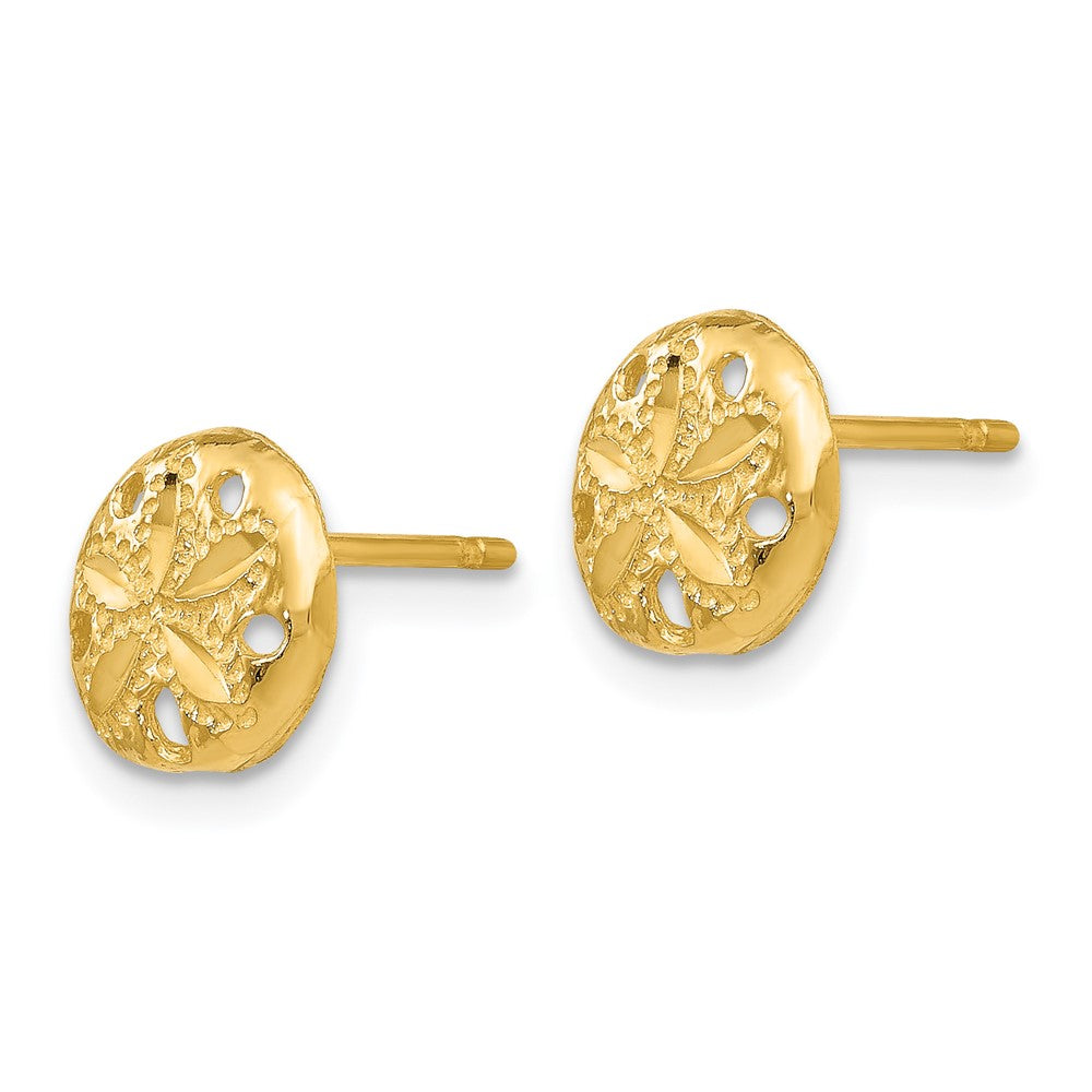 14K Gelbgold Diamantiert Sand Dollar Ohrringe