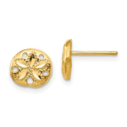 14K Gelbgold Diamantiert Sand Dollar Ohrringe