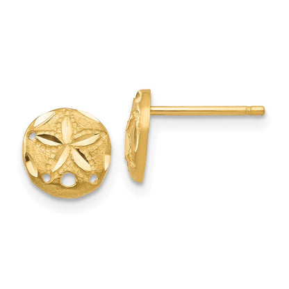 14K Gelbgold Diamantiert Sand Dollar Ohrringe
