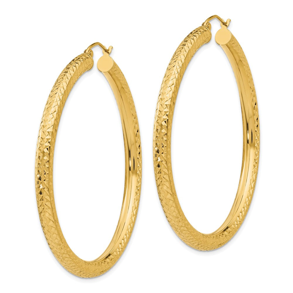 14K Gelbgold Diamantiert 4mm Rund Creolen