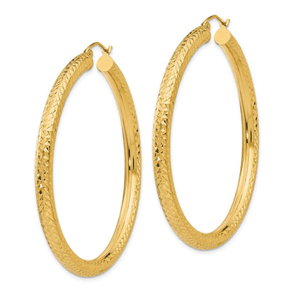 14K Gelbgold Diamantiert 4mm Rund Creolen
