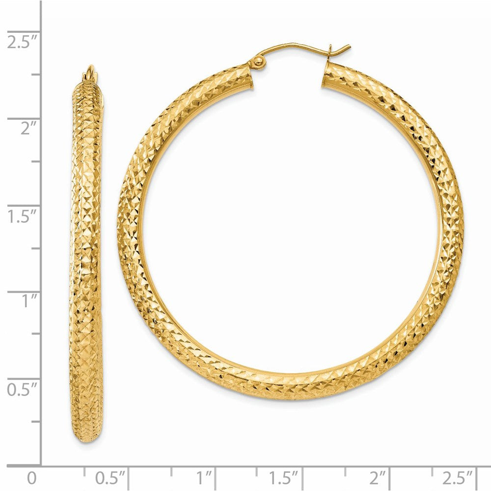 14K Gelbgold Diamantiert 4mm Rund Creolen