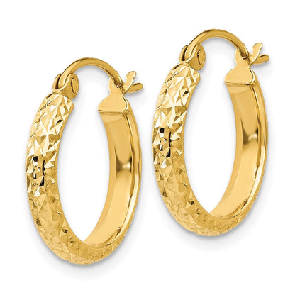 14K Gelbgold Diamantiert 2.8x15mm Hohl Creolen