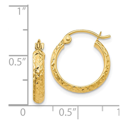 14K Gelbgold Diamantiert 2.8x15mm Hohl Creolen