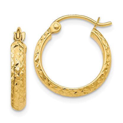 14K Gelbgold Diamantiert 2.8x15mm Hohl Creolen
