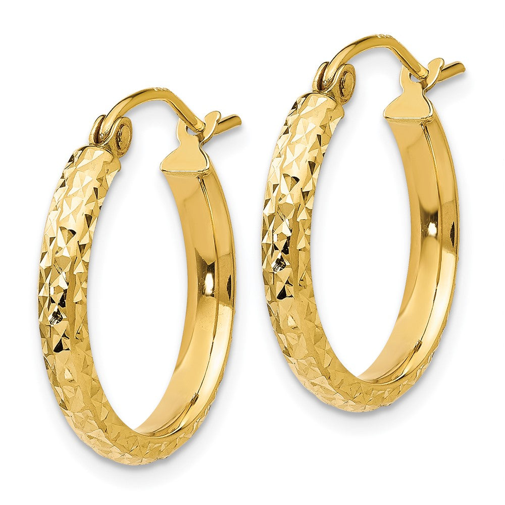 14K Gelbgold Diamantiert 2.8x18mm Hohl Creolen