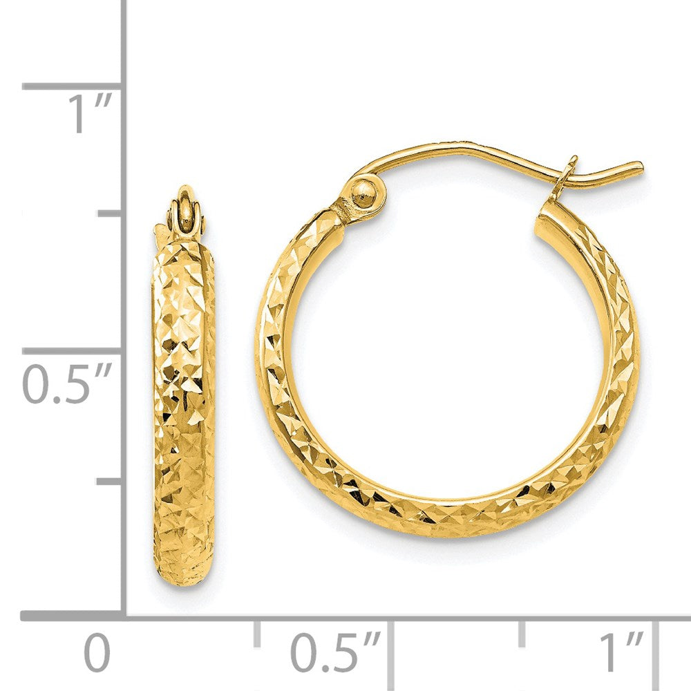 14K Gelbgold Diamantiert 2.8x18mm Hohl Creolen