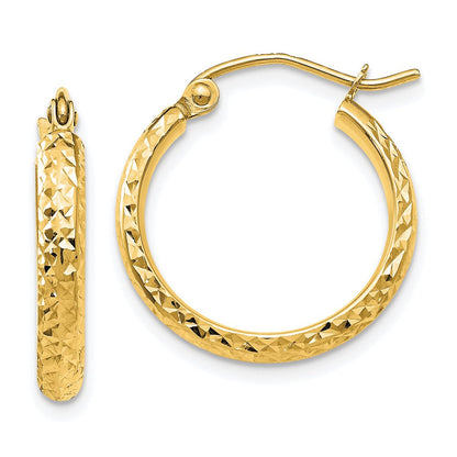 14K Gelbgold Diamantiert 2.8x18mm Hohl Creolen
