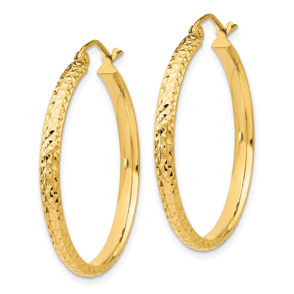 14K Gelbgold Diamantiert 2.8x30mm Hohl Creolen
