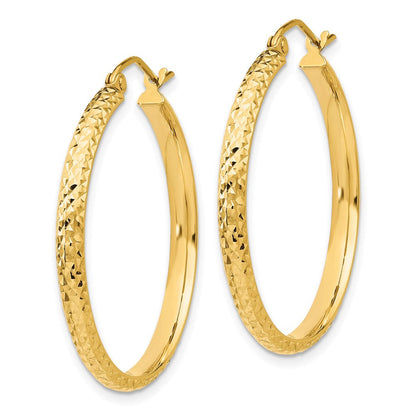 14K Gelbgold Diamantiert 2.8x30mm Hohl Creolen