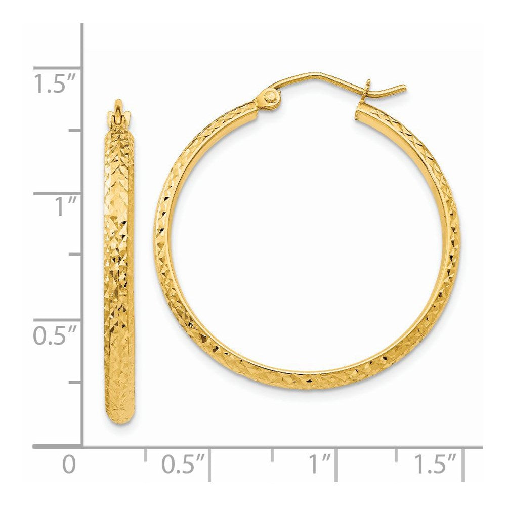14K Gelbgold Diamantiert 2.8x30mm Hohl Creolen