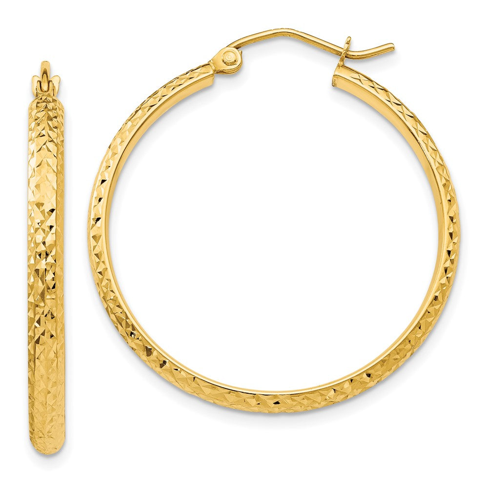 14K Gelbgold Diamantiert 2.8x30mm Hohl Creolen