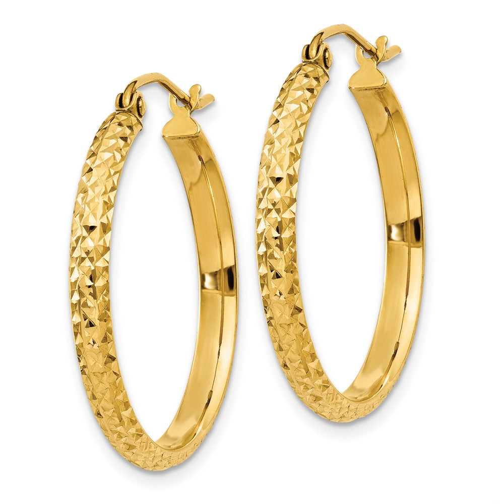 14K Gelbgold Diamantiert 2.8x25mm Hohl Creolen