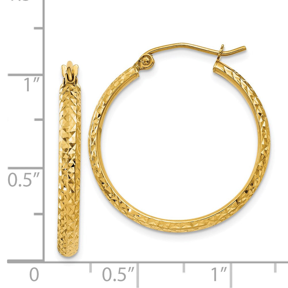 14K Gelbgold Diamantiert 2.8x25mm Hohl Creolen