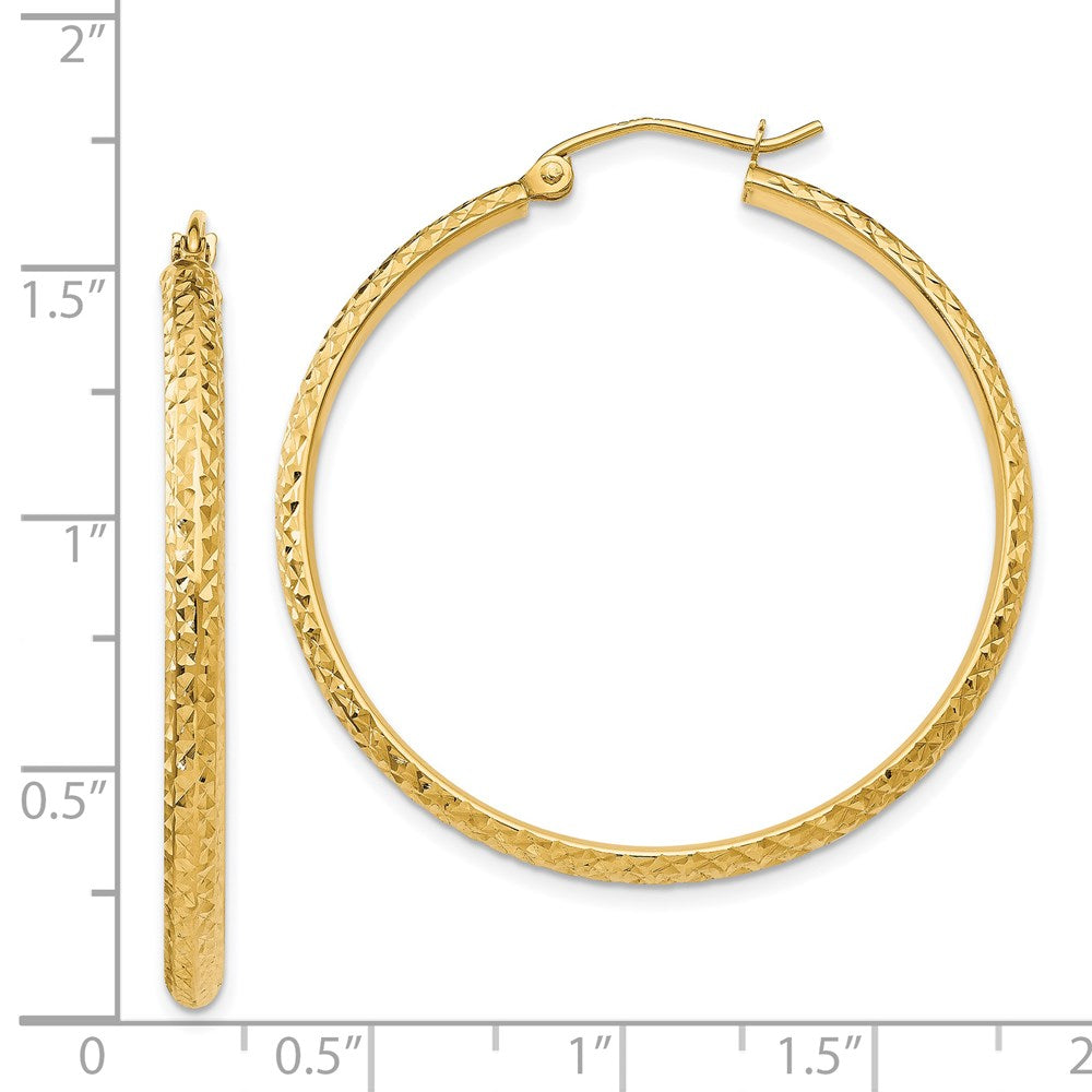 14K Gelbgold Diamantiert 2.8x37mm Hohl Creolen
