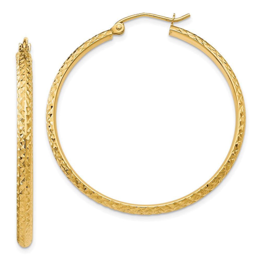 14K Gelbgold Diamantiert 2.8x37mm Hohl Creolen