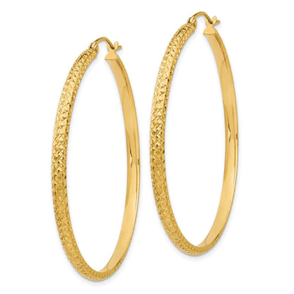 14K Gelbgold Diamantiert 2.8x46mm Hohl Creolen