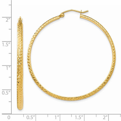 14K Gelbgold Diamantiert 2.8x46mm Hohl Creolen