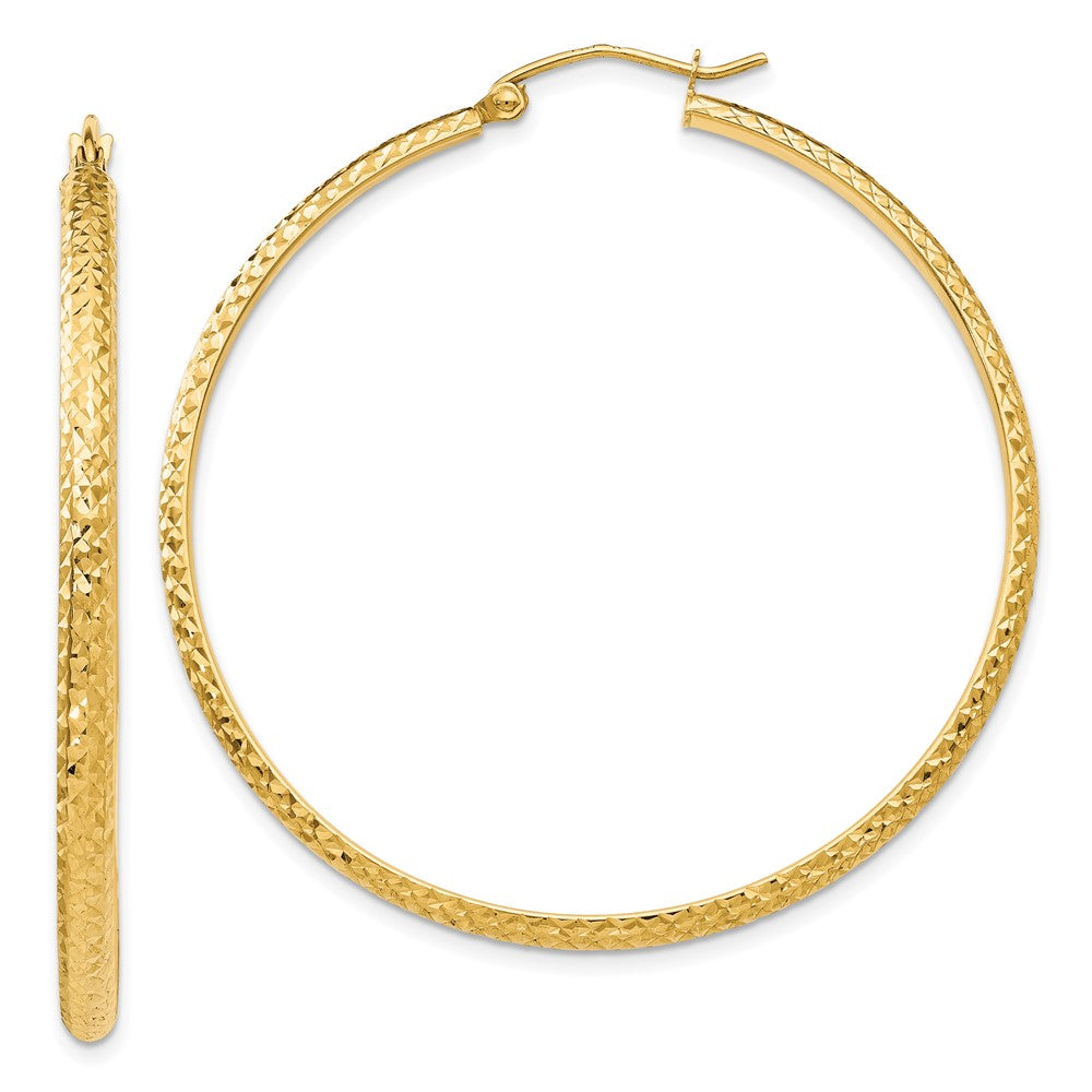 14K Gelbgold Diamantiert 2.8x46mm Hohl Creolen