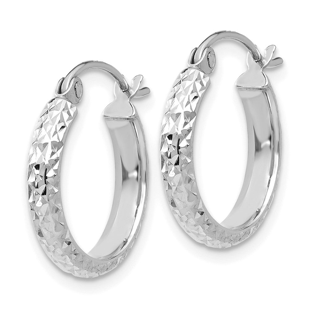 14K Weißgold Diamantiert 2.8x15mm Hohl Creolen
