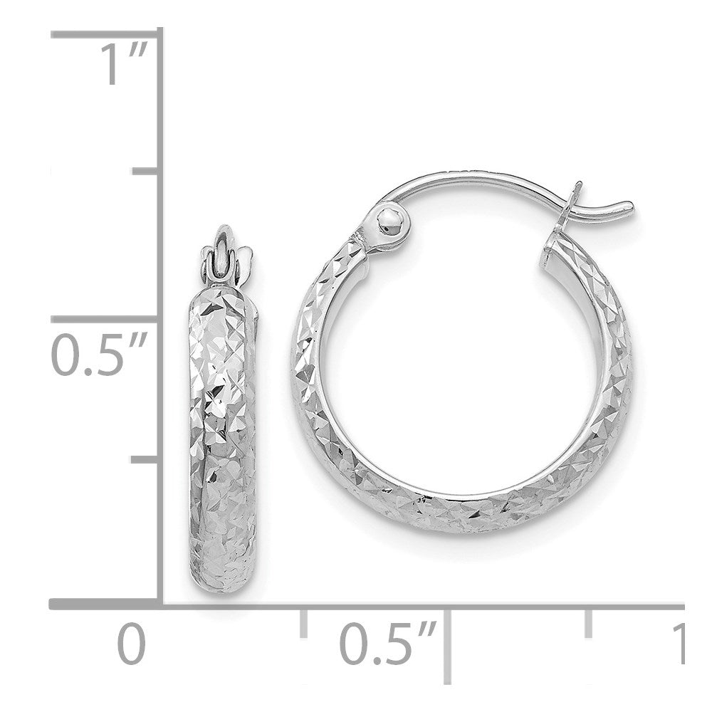 14K Weißgold Diamantiert 2.8x15mm Hohl Creolen