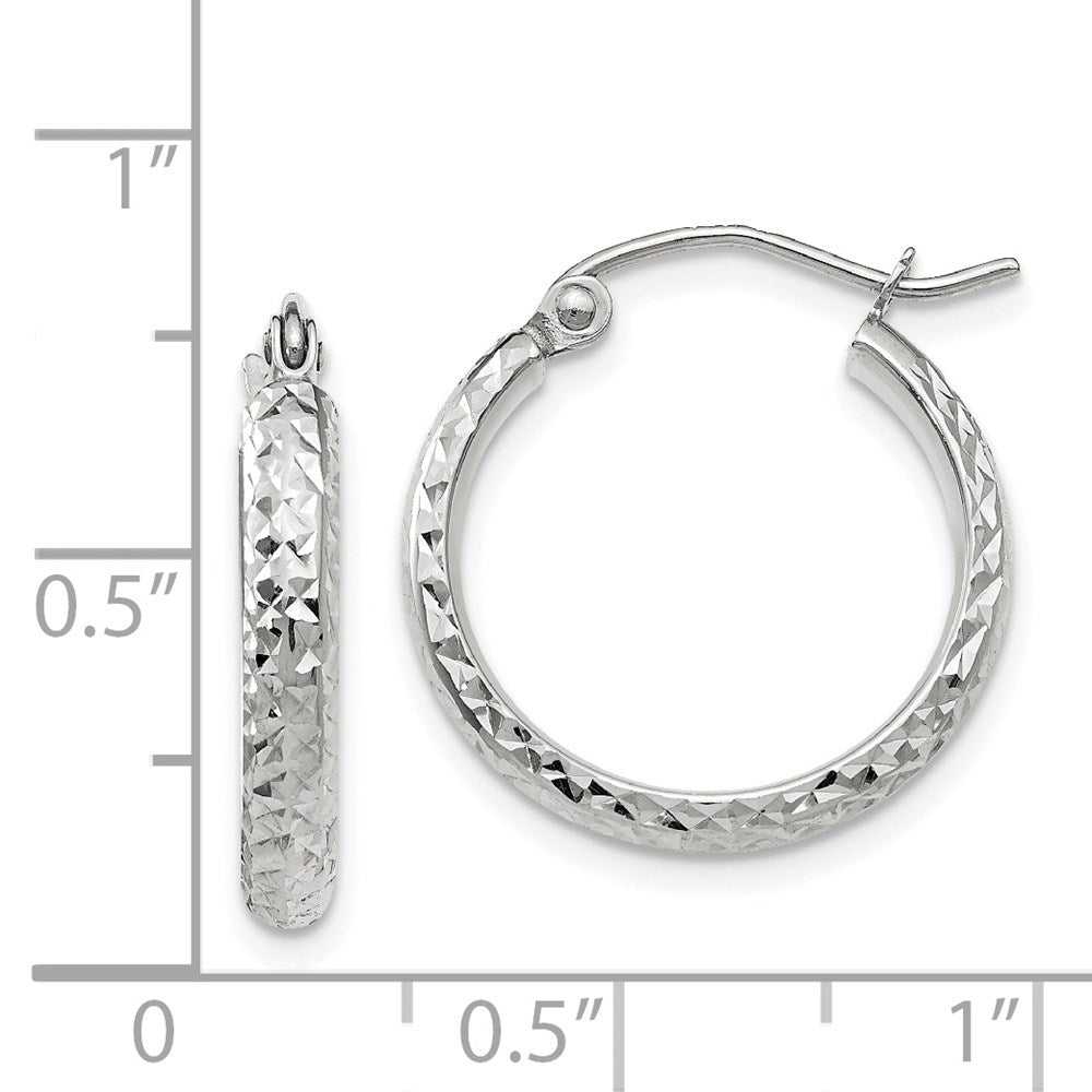 14K Weißgold Diamantiert 2.8x18mm Hohl Creolen