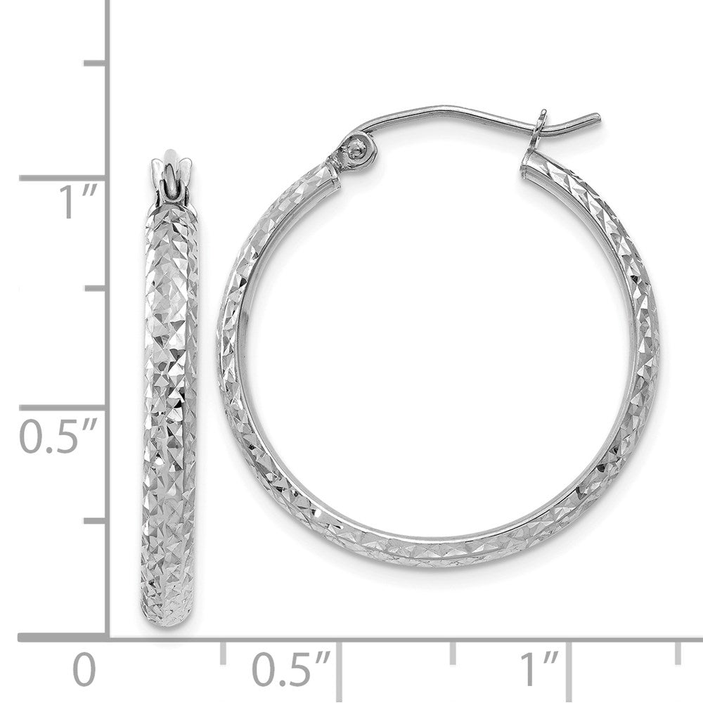 14K Weißgold Diamantiert 2.8x25mm Hohl Creolen