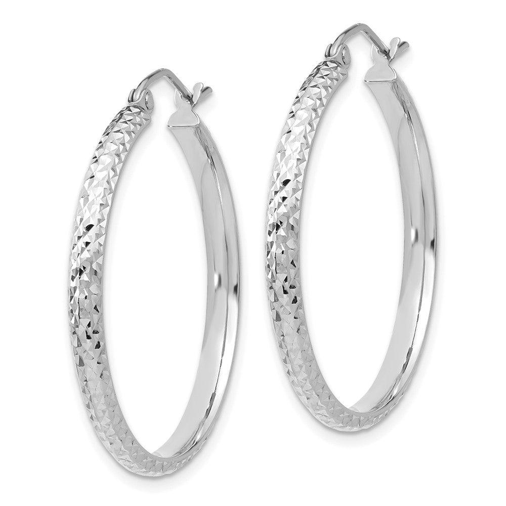 14K Weißgold Diamantiert 2.8x30mm Hohl Creolen