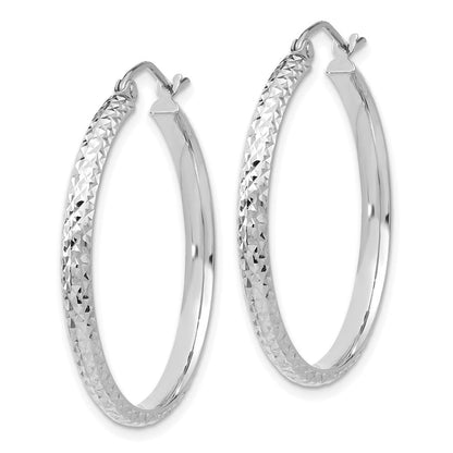 14K Weißgold Diamantiert 2.8x30mm Hohl Creolen