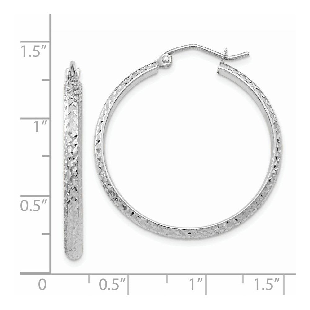14K Weißgold Diamantiert 2.8x30mm Hohl Creolen