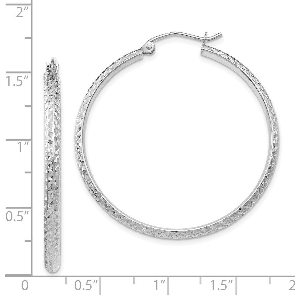 14K Weißgold Diamantiert 2.8x37mm Hohl Creolen