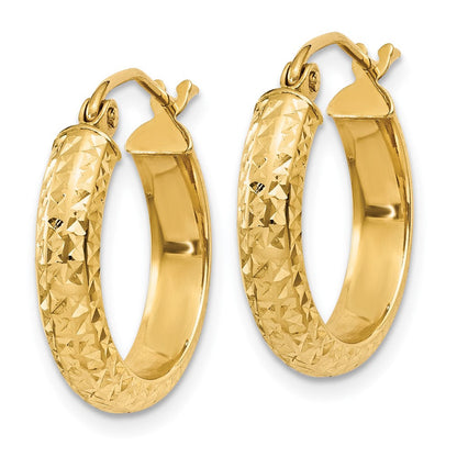 14K Gelbgold Diamantiert 3.5x17mm Hohl Creolen