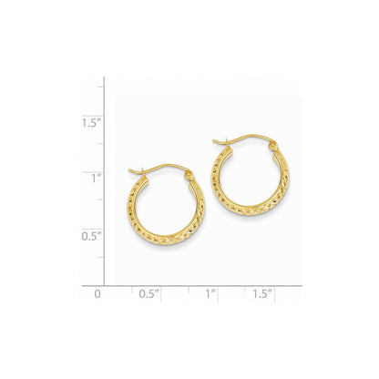 14K Gelbgold Diamantiert 3.5x17mm Hohl Creolen