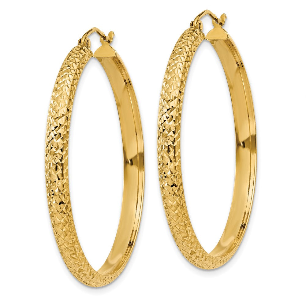 14K Gelbgold Diamantiert 3.5x38mm Hohl Creolen