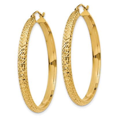 14K Gelbgold Diamantiert 3.5x38mm Hohl Creolen