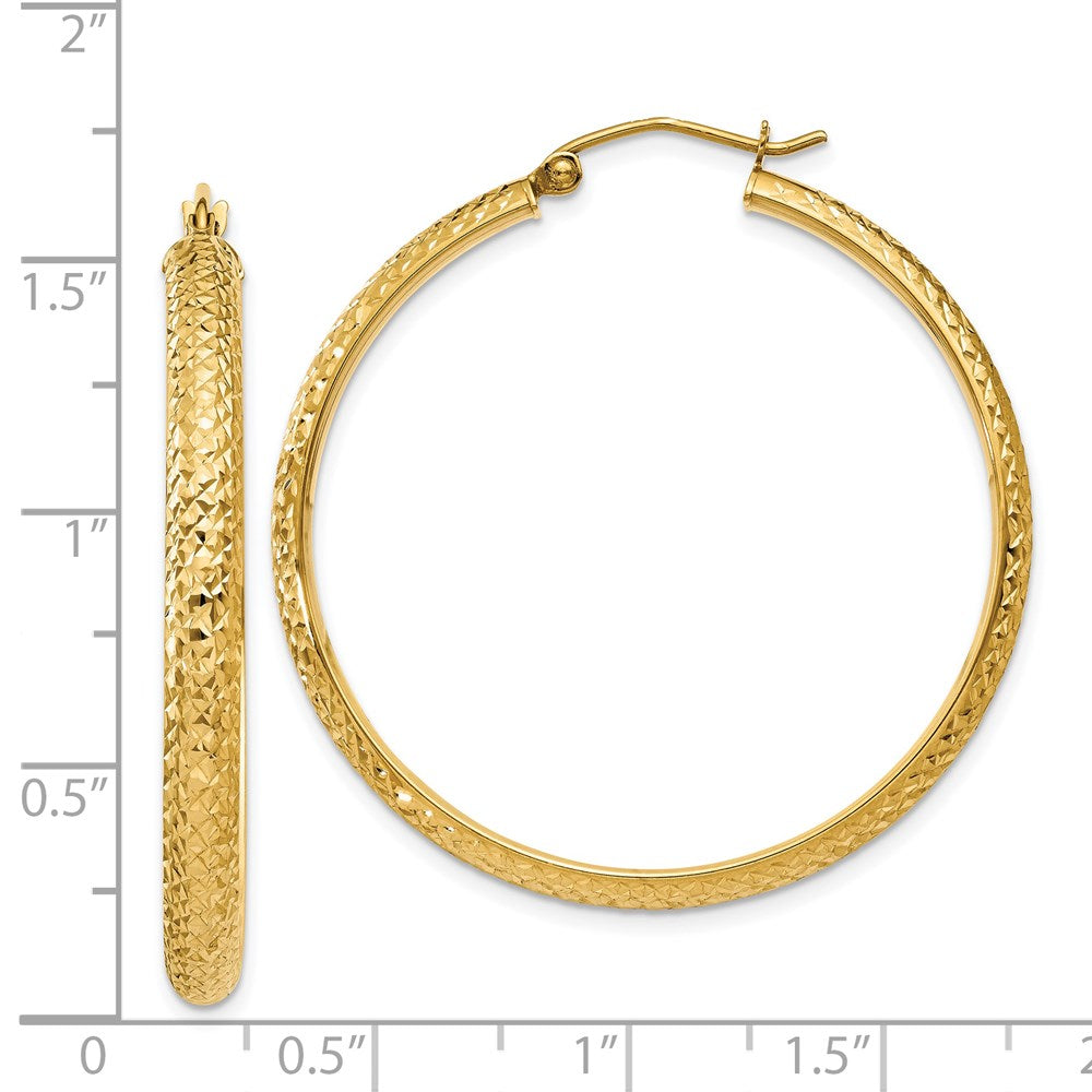 14K Gelbgold Diamantiert 3.5x38mm Hohl Creolen