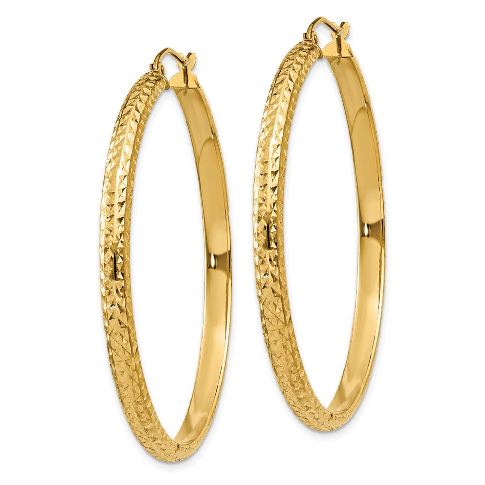 14K Gelbgold Diamantiert 3.5x46mm Hohl Creolen