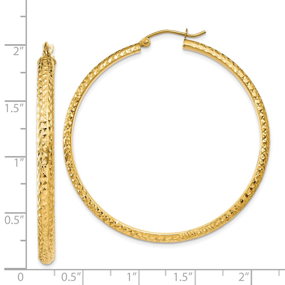 14K Gelbgold Diamantiert 3.5x46mm Hohl Creolen